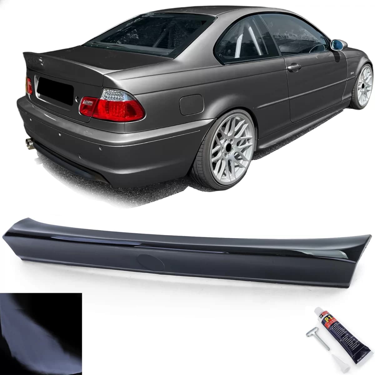Rear spoiler ducktail gloss black suitable for 3 Series BMW E46 Coupe 1999-2006