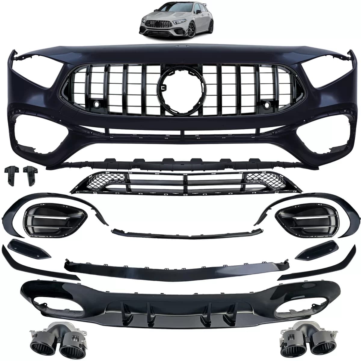 Body kit bumper rear diffuser radiator grille fits Mercedes W177 with AMG-Line