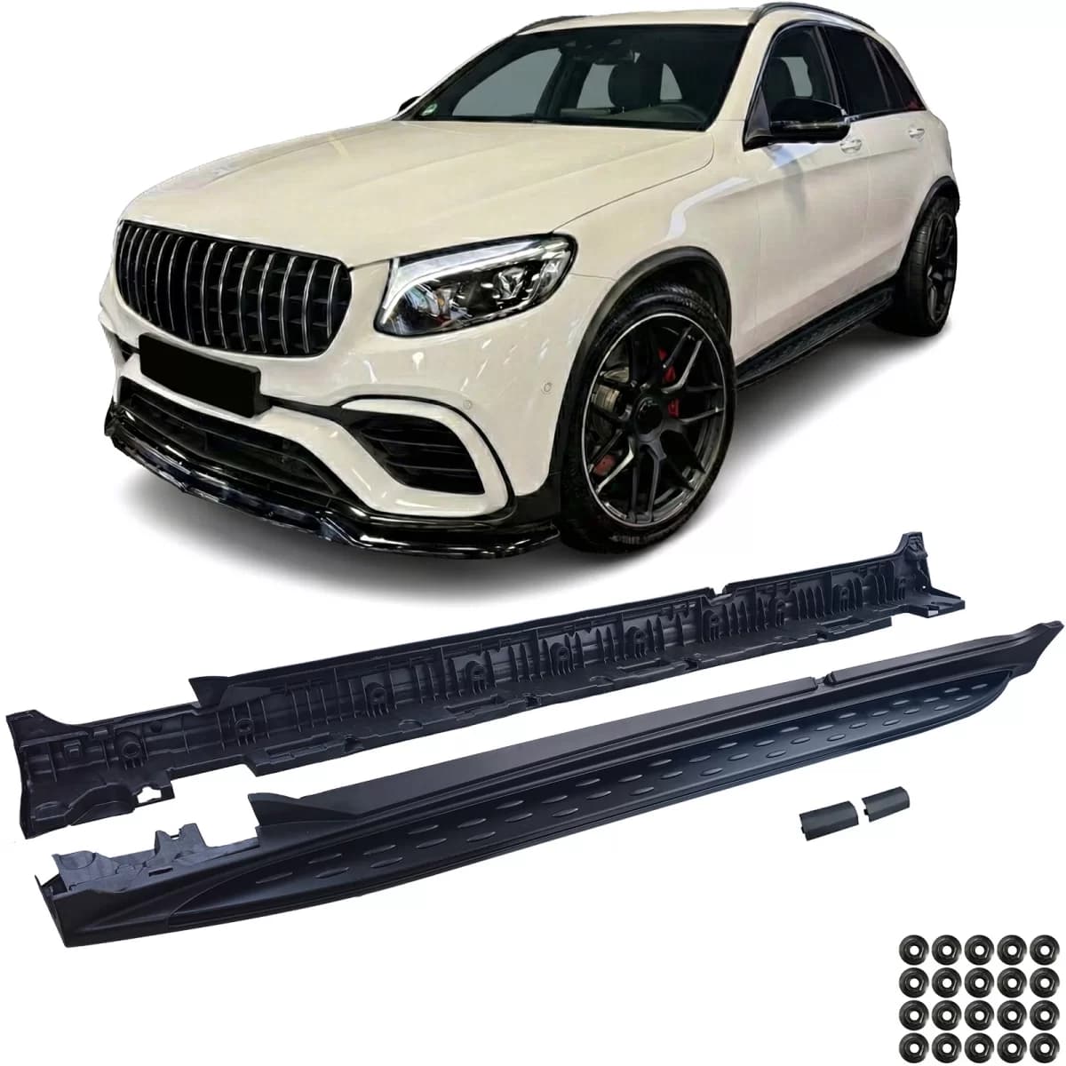 Aluminum running boards OE Style Black Edition with ABE !! for Mercedes GLC X253 15-22