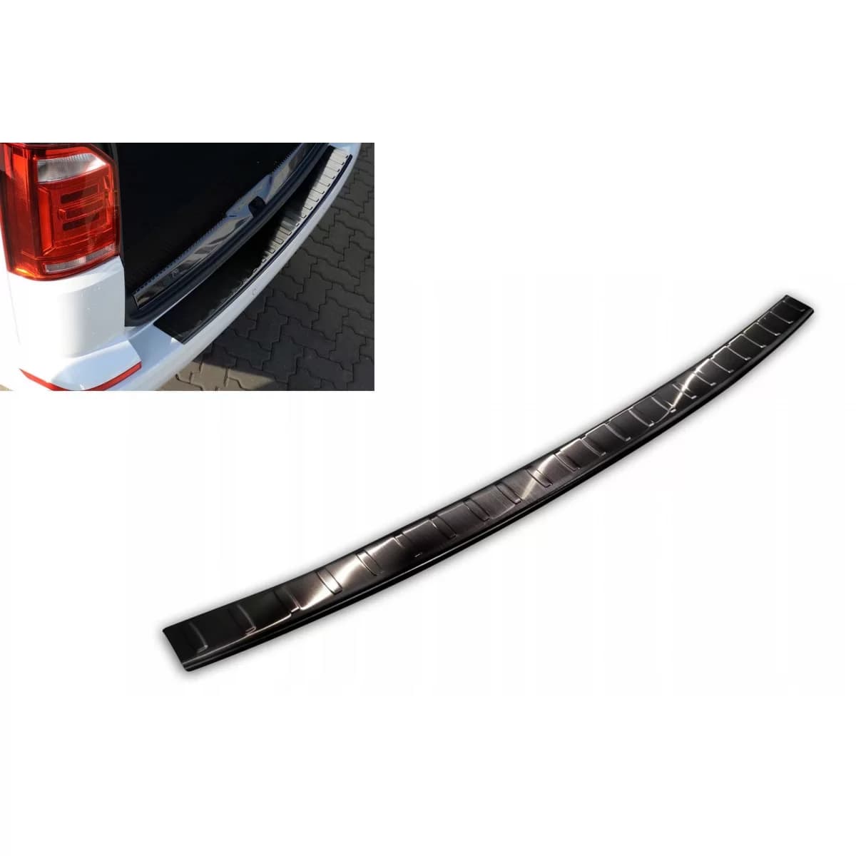 Avisa rear bumper protector suitable for Volkswagen Transporter T6, T6.1, Caravelle T6, T6.1 2015-2019, after 2019, with one rear door, black lacquer