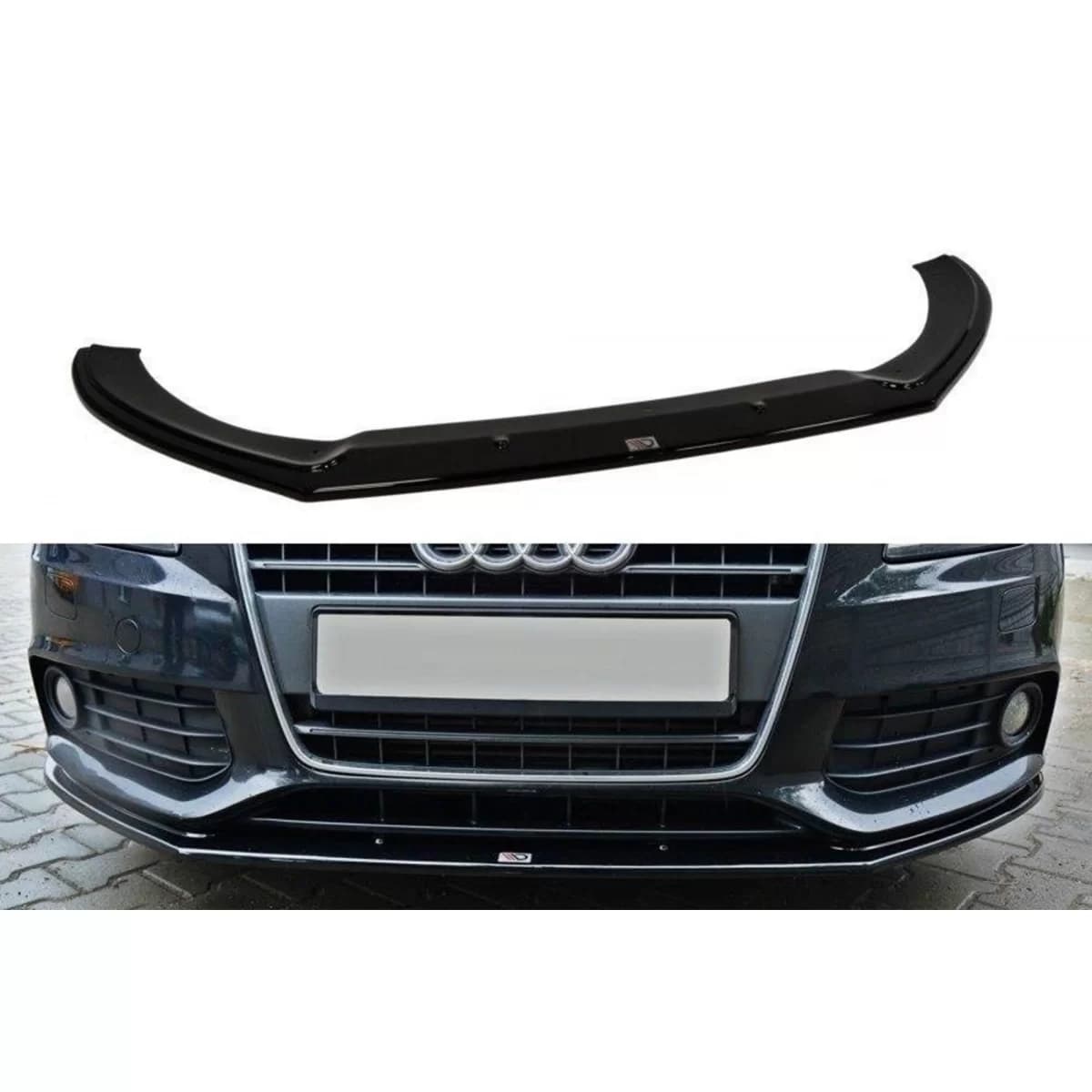 Maxton Design version 2 spoiler suitable for standard front bumper of Audi A4 B8 2007-2011, black lacquer