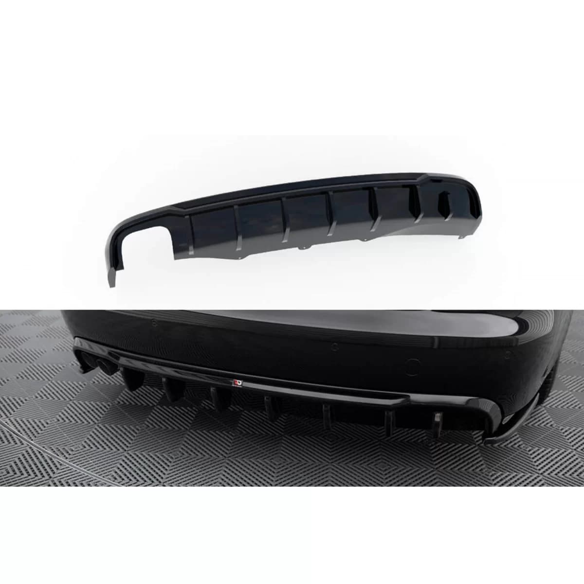 Maxton Design diffuser suitable for standard rear bumper of Audi A4 B8 sedan, wagon 2007-2011, black lacquer