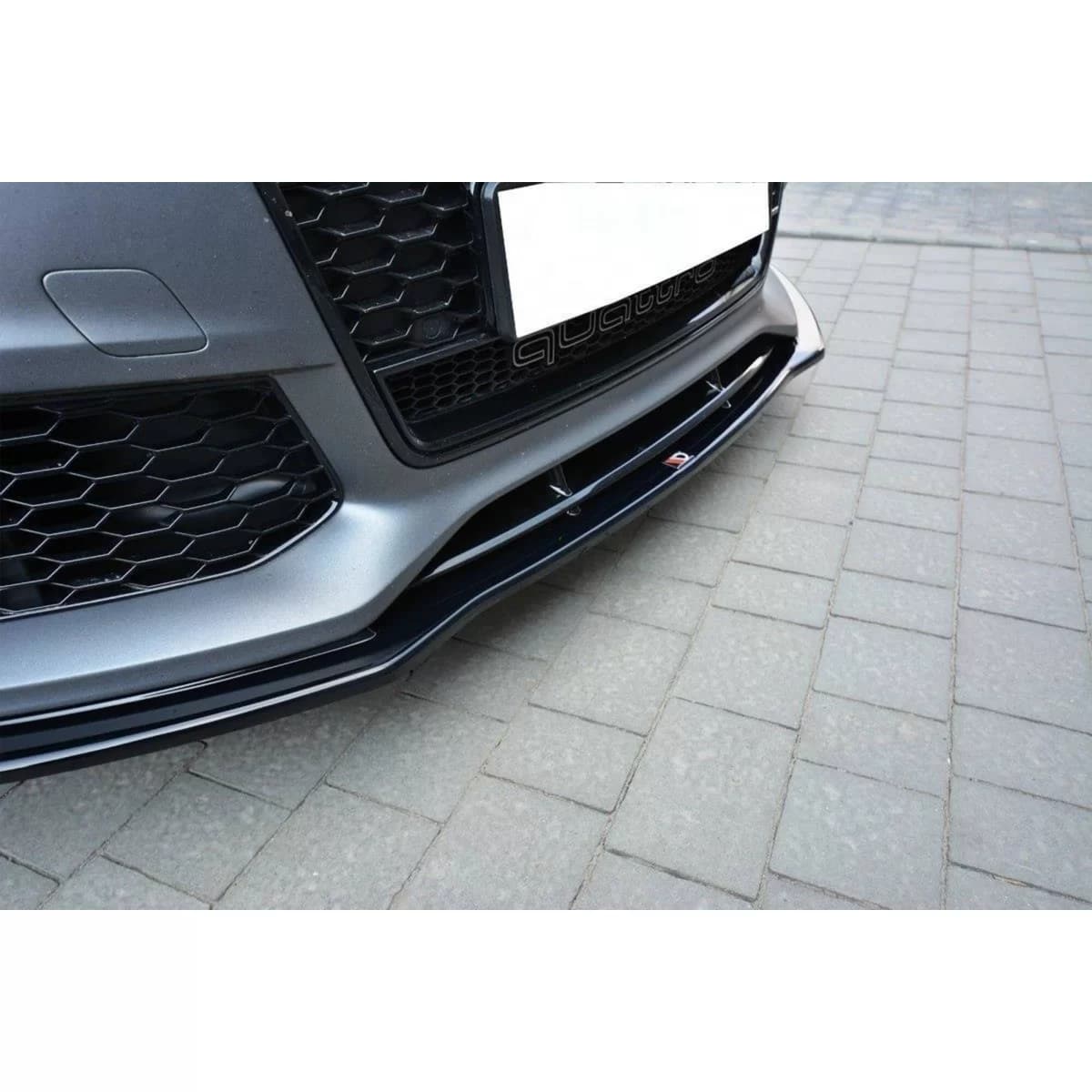 Maxton Design version 1 spoiler suitable for front RS7 bumper on Audi A7 C7 2014-2017, black lacquer