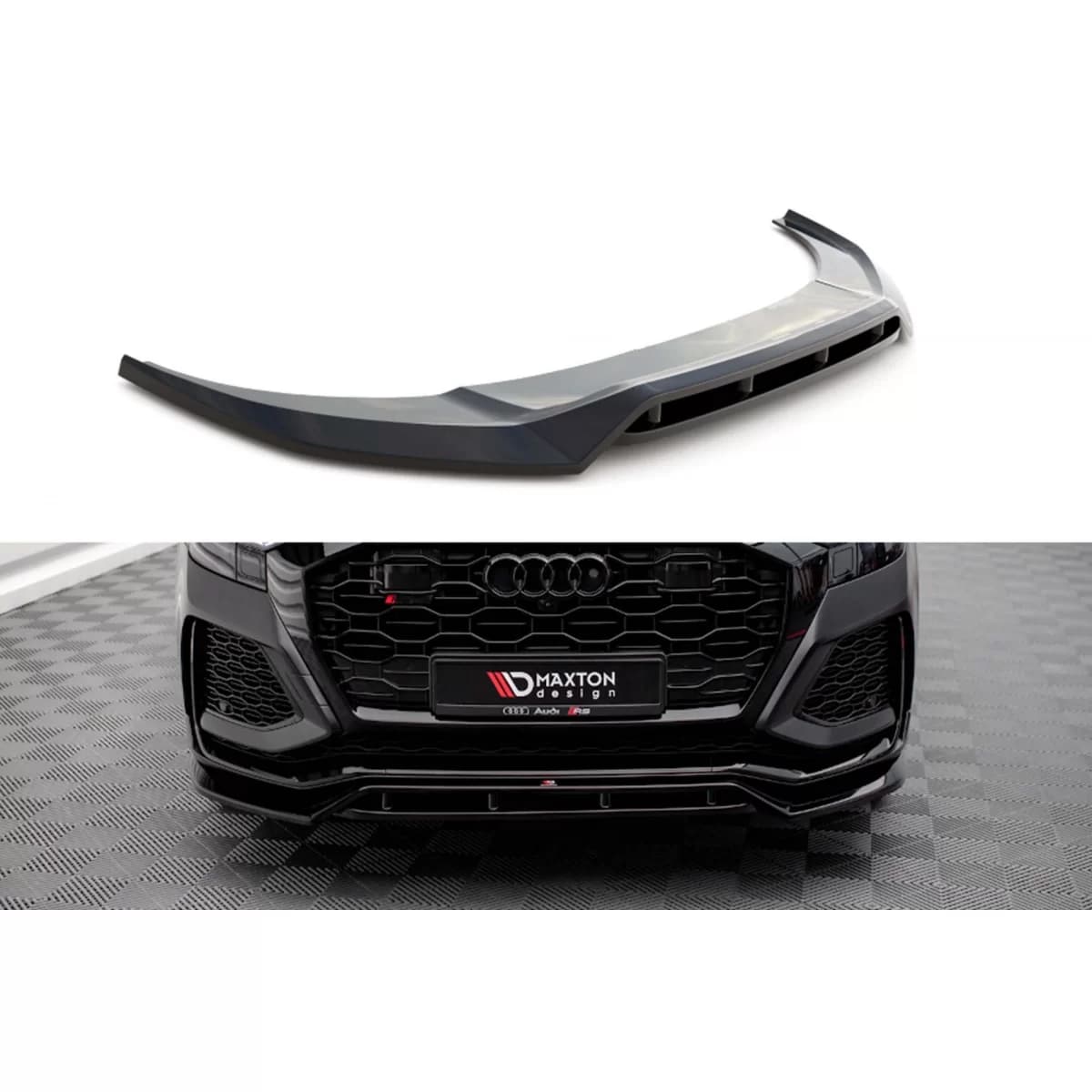 Maxton Design version 3 spoiler suitable for front bumper of Audi RSQ8 MK1 after 2019, black lacquer