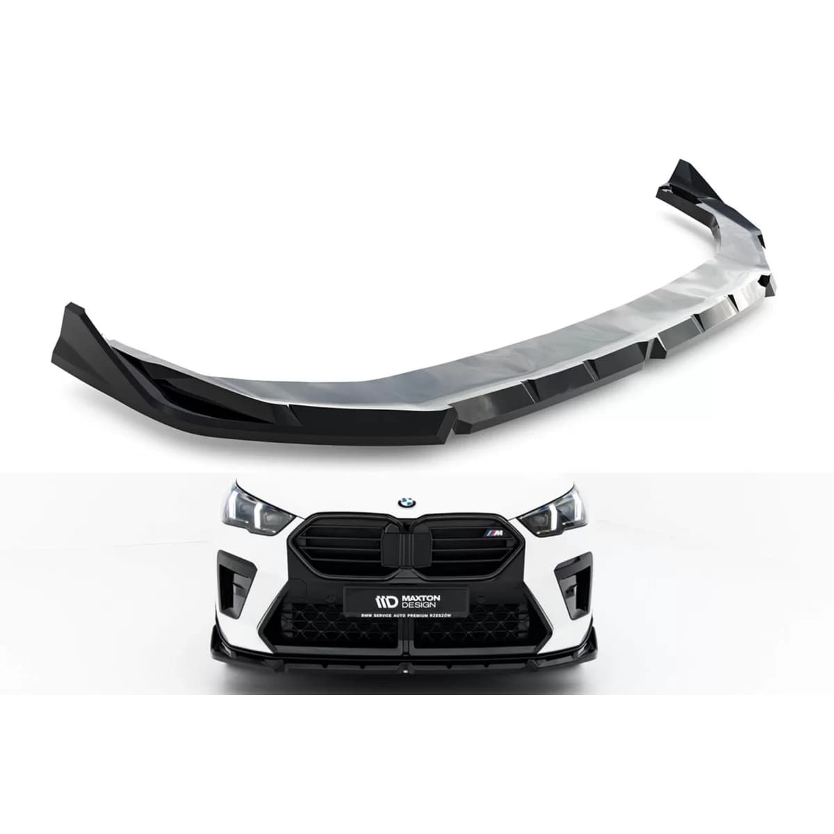 Maxton Design spoiler suitable for front bumper of BMW X2 U10 with M package after 2023, black lacquer