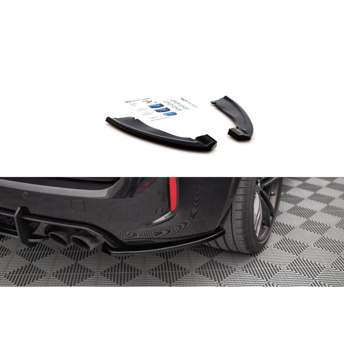 Maxton Design side extensions suitable for rear bumper of BMW X5M F15 2014-2018, black lacquer