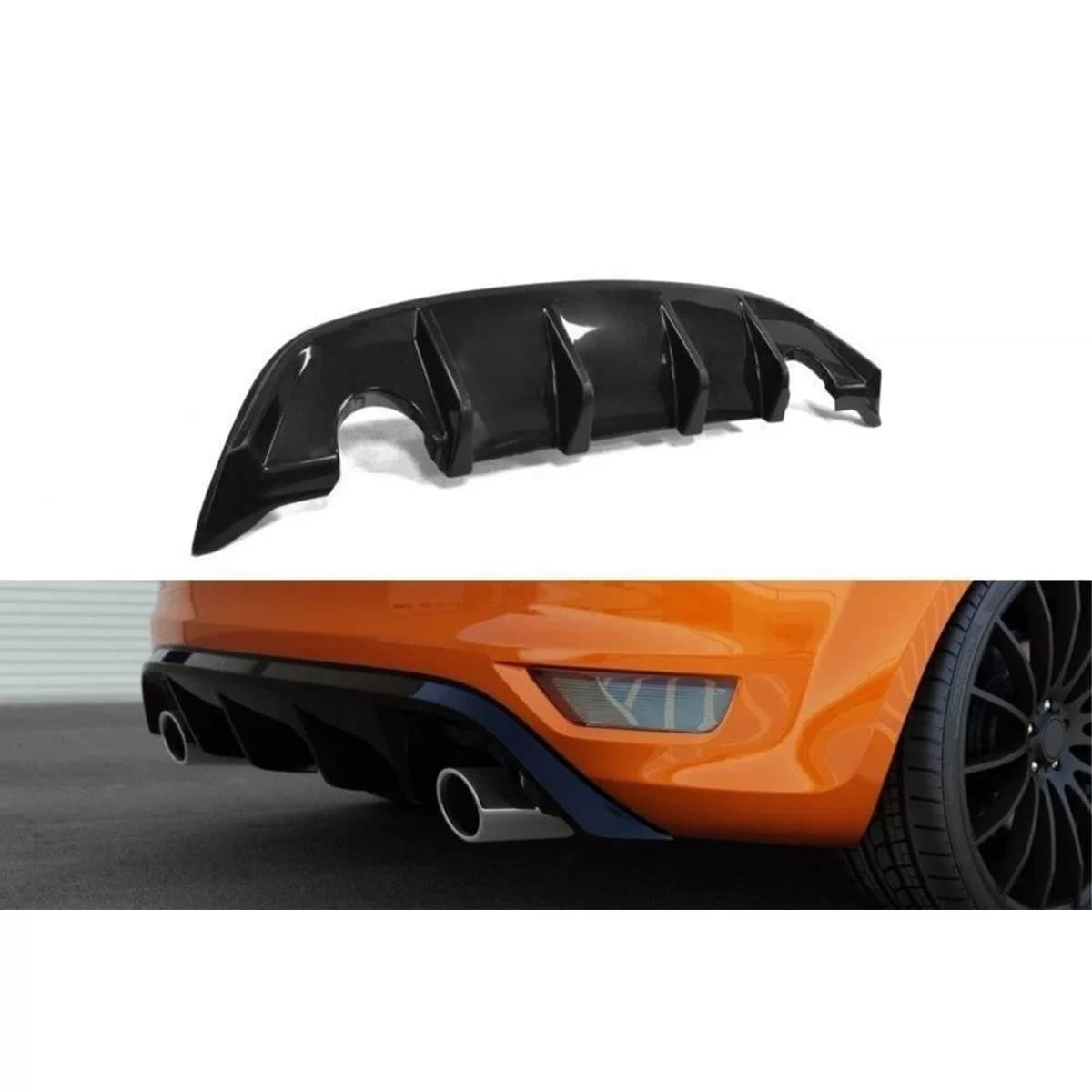Maxton Design diffuser suitable for rear ST bumper of Ford Focus hatchback 2007-2011, black lacquer