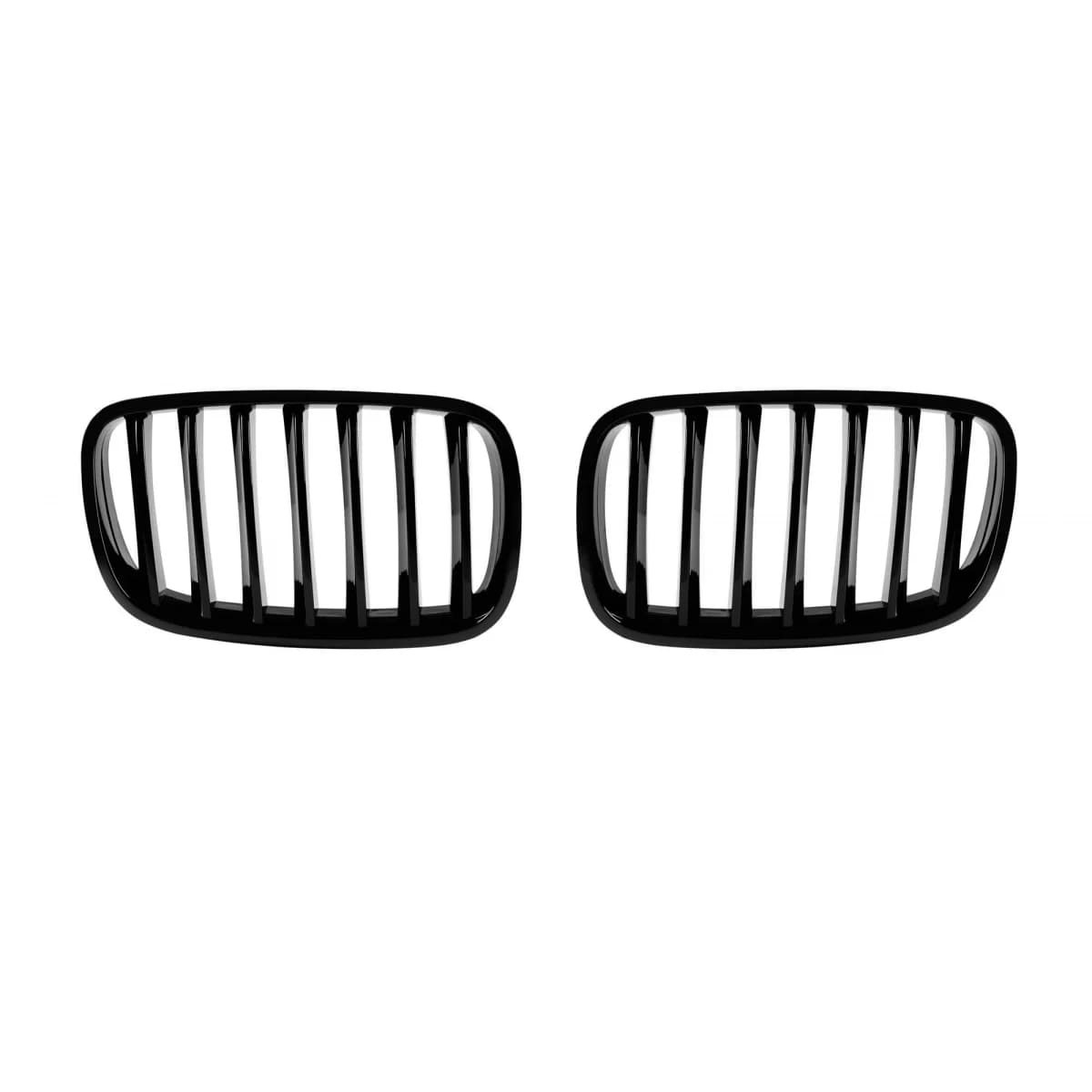 Single rib kidney grilles in black lacquer suitable for BMW X5 E70 2007-2013, X6 E71 2008-2011