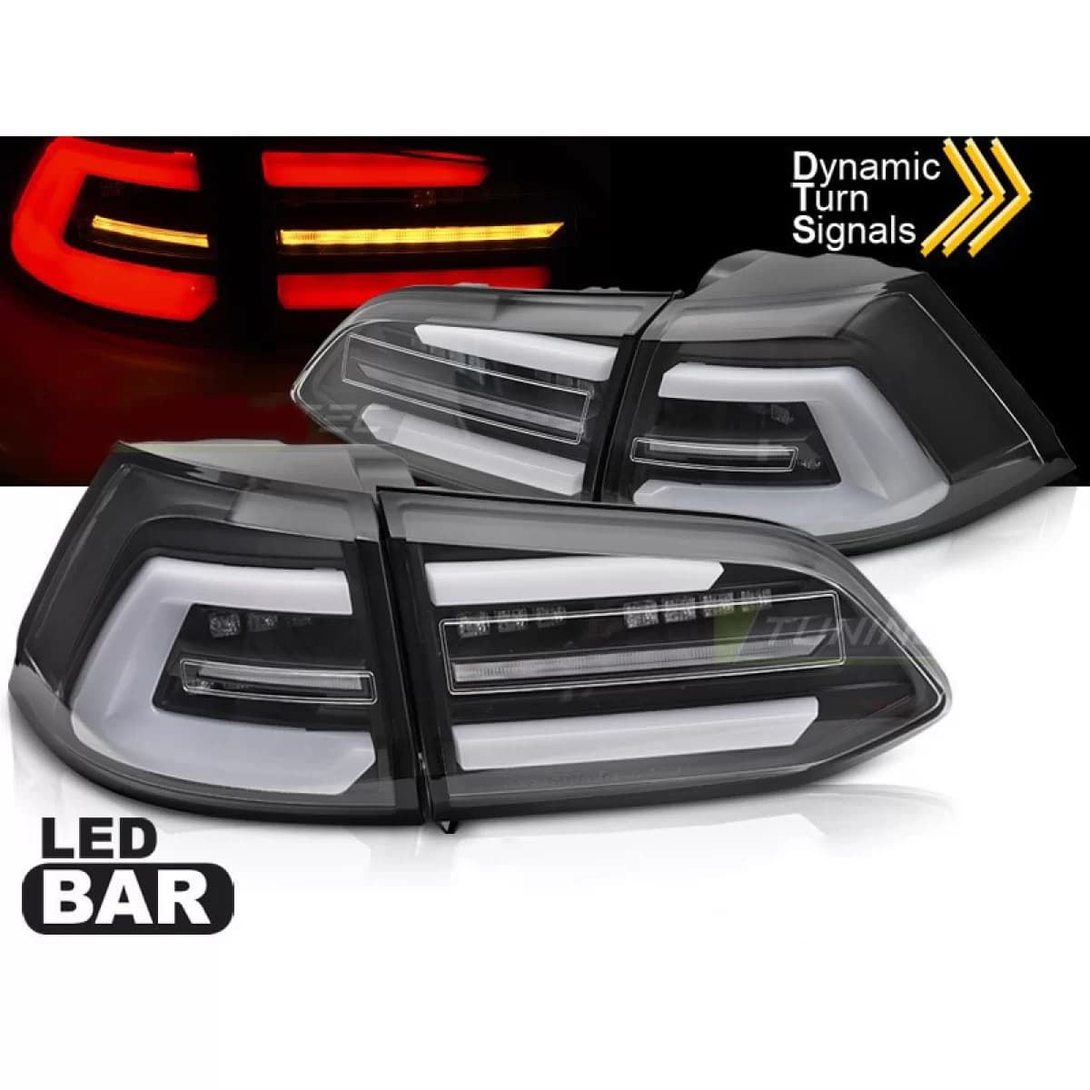 LED tail light set suitable for Volkswagen Golf VII estate 2017-2019, with black base, left and right