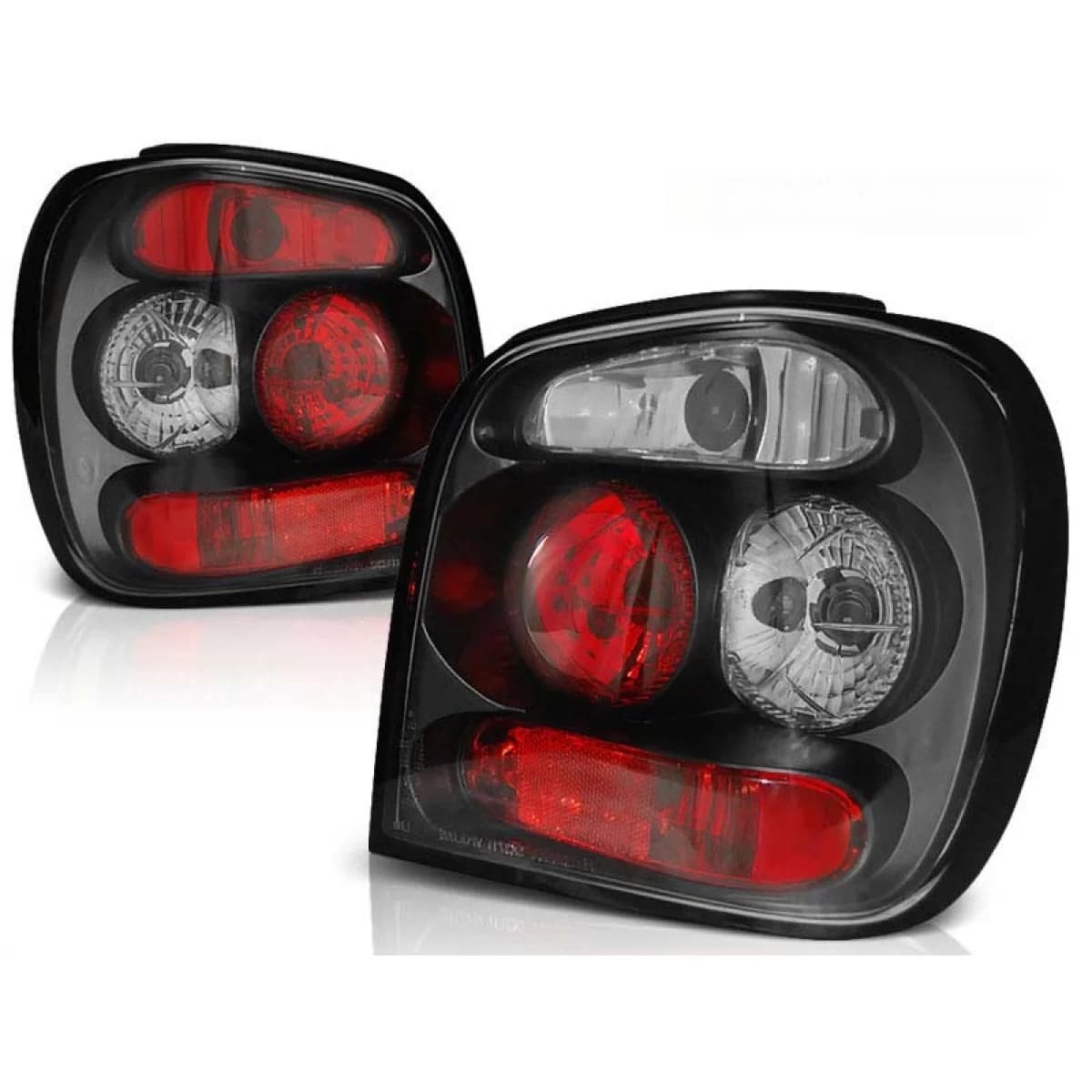 Tuning tail lights suitable for Volkswagen POLO 6N2 10.1999-10.2001 hatchback with black base, left and right