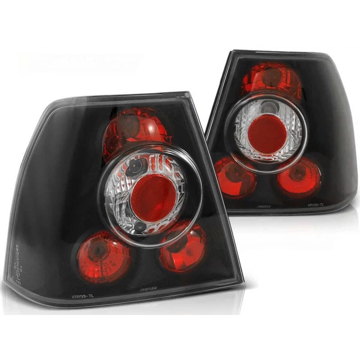 Tuning tail light set suitable for Volkswagen BORA 09.1998-07.2005 sedan with black base, left and right
