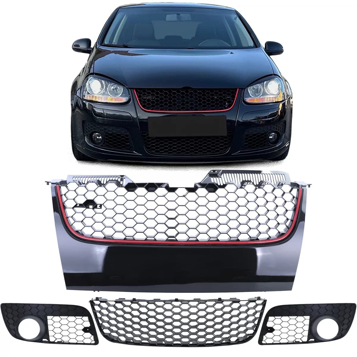 Grille without emblem + bumper grille set for VW Golf 5 GTI 03-09