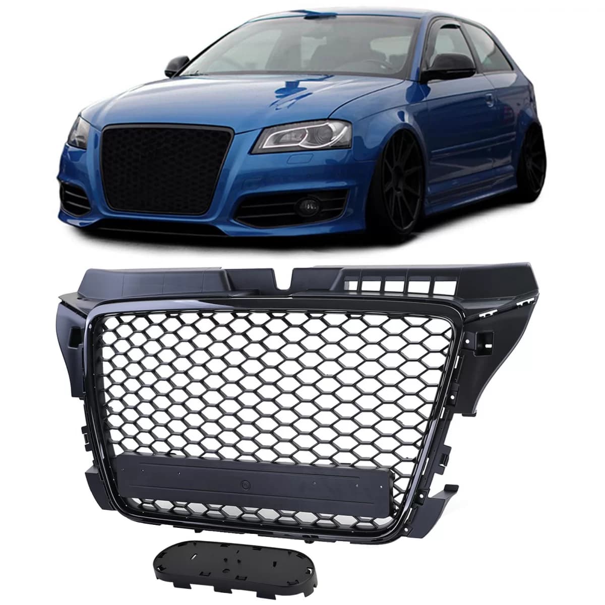 Honeycomb Grille Radiator Grille Sport Look Black Gloss Matte for Audi A3 8P 08-13