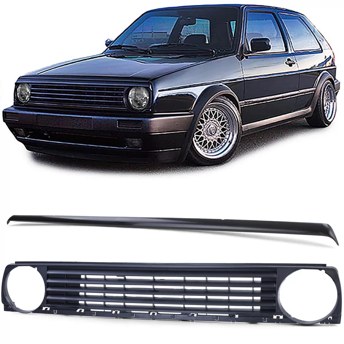 Radiator grille without emblem black with grille spoiler fits VW Golf 2 1983-1991
