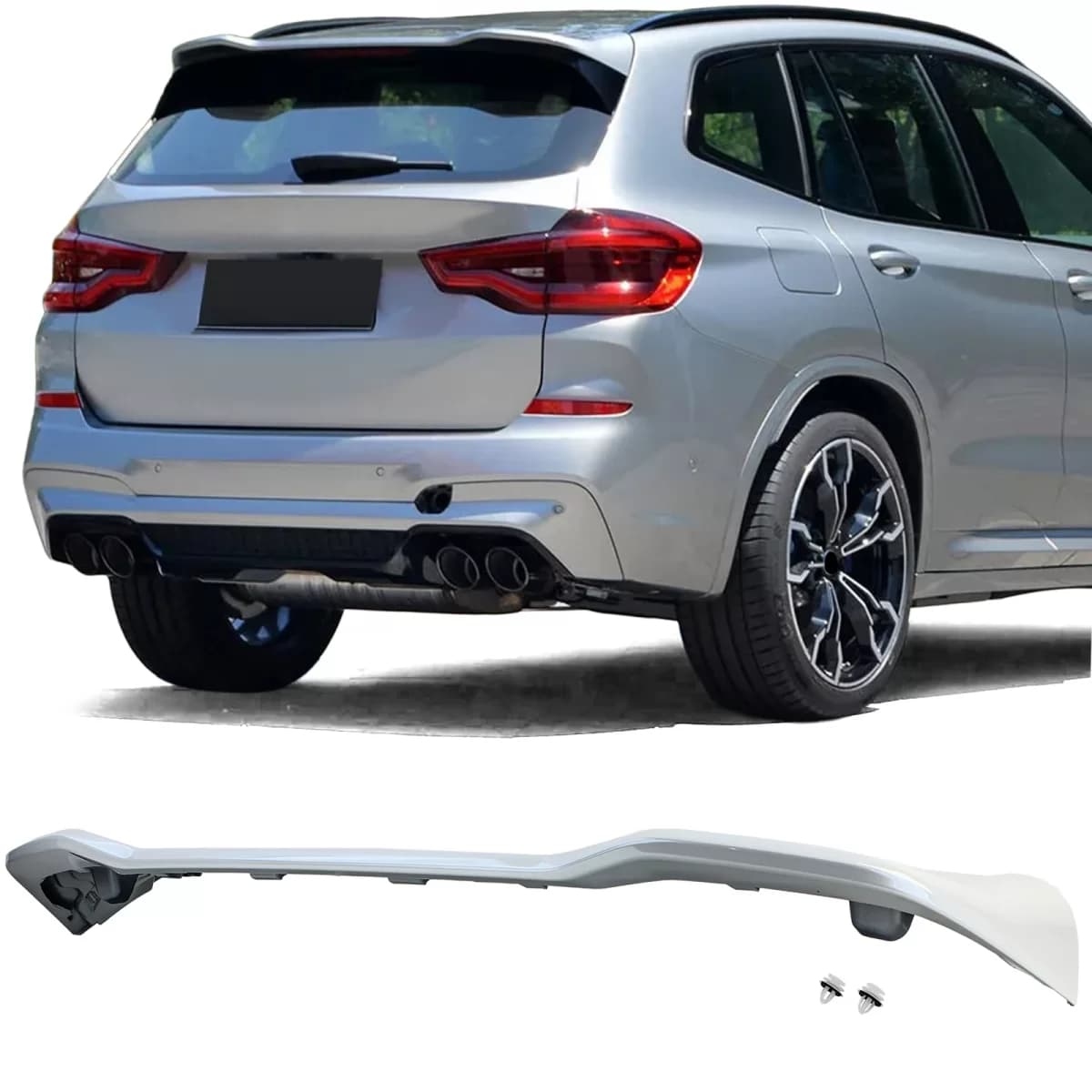 Roof sport rear spoiler in Mineral White (A96) fits BMW X3 G01 from 2017