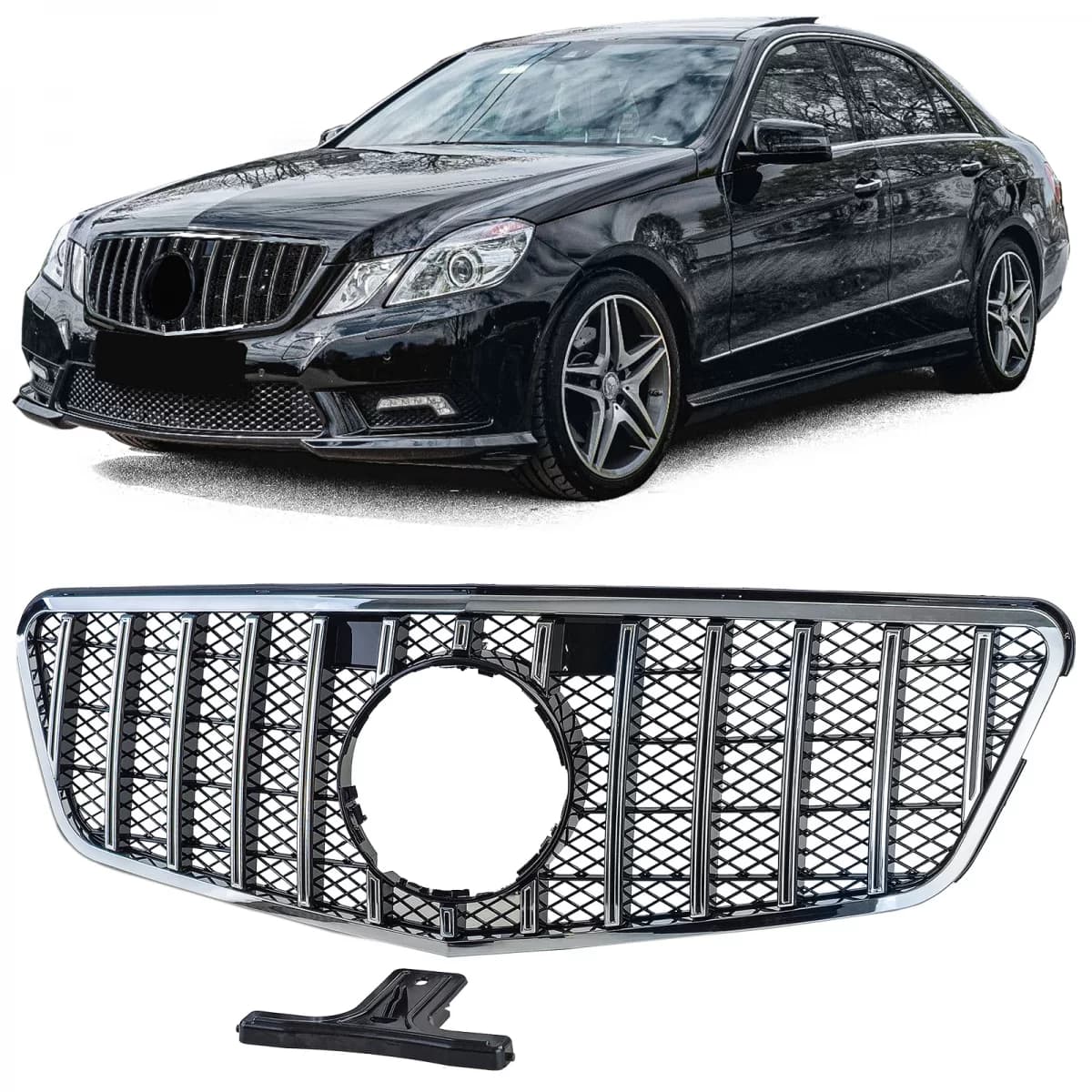 Sport grille black chrome for Mercedes E W212 S212 pre-facelift 09-13