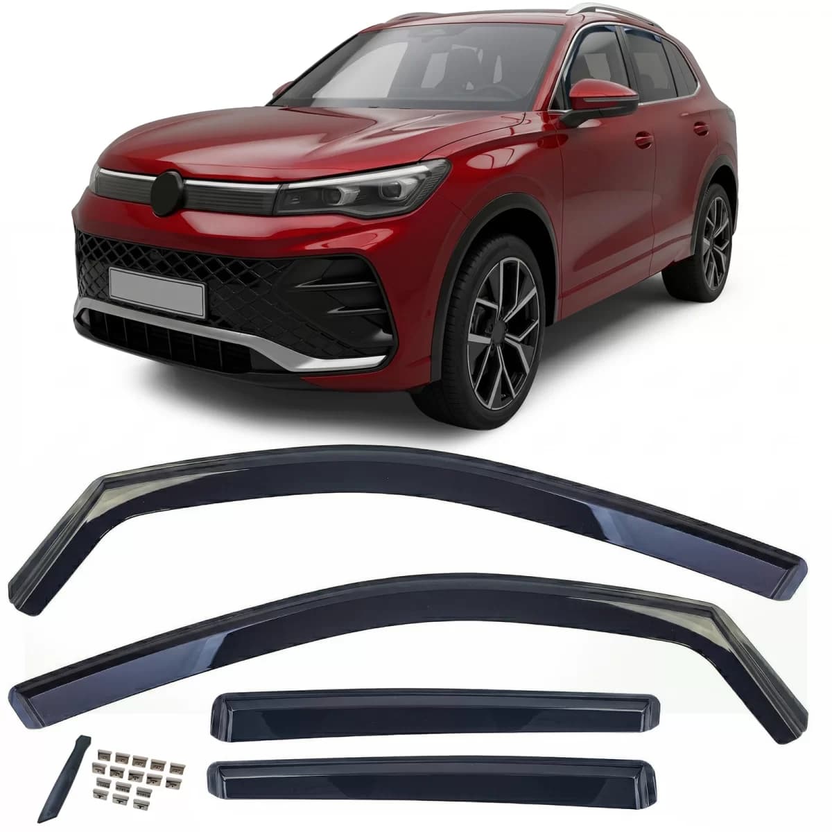 Wind deflector rain deflector 4-piece black tinted for VW Tiguan 3 from 2024