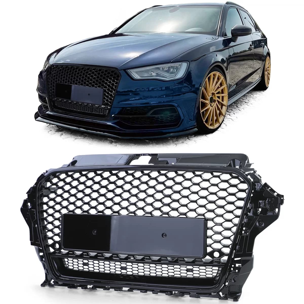Sport grille honeycomb grille black gloss for Audi A3 8V 12-16