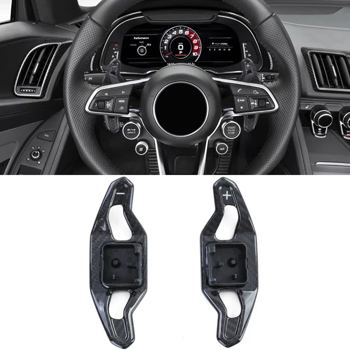 Real carbon shift paddles for replacement for Audi TT TTRS 8S FV from 14 R8 4S from 15