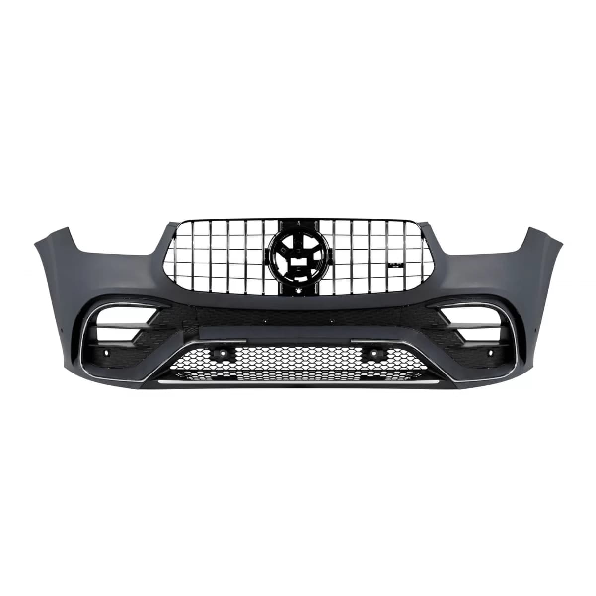 Front A Design bumper suitable for Mercedes GLE SUV W167, GLE Coupe C167 2020-2023, after 2024 with chrome grille and chrome trims