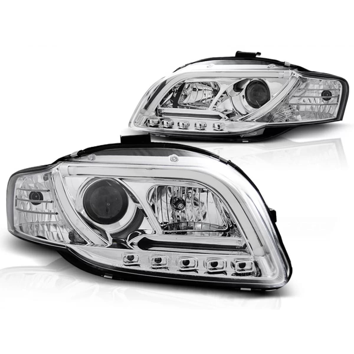 HEADLIGHTS TUBE LIGHT DRL CHROME fits AUDI A4 B7 11.04-03.08