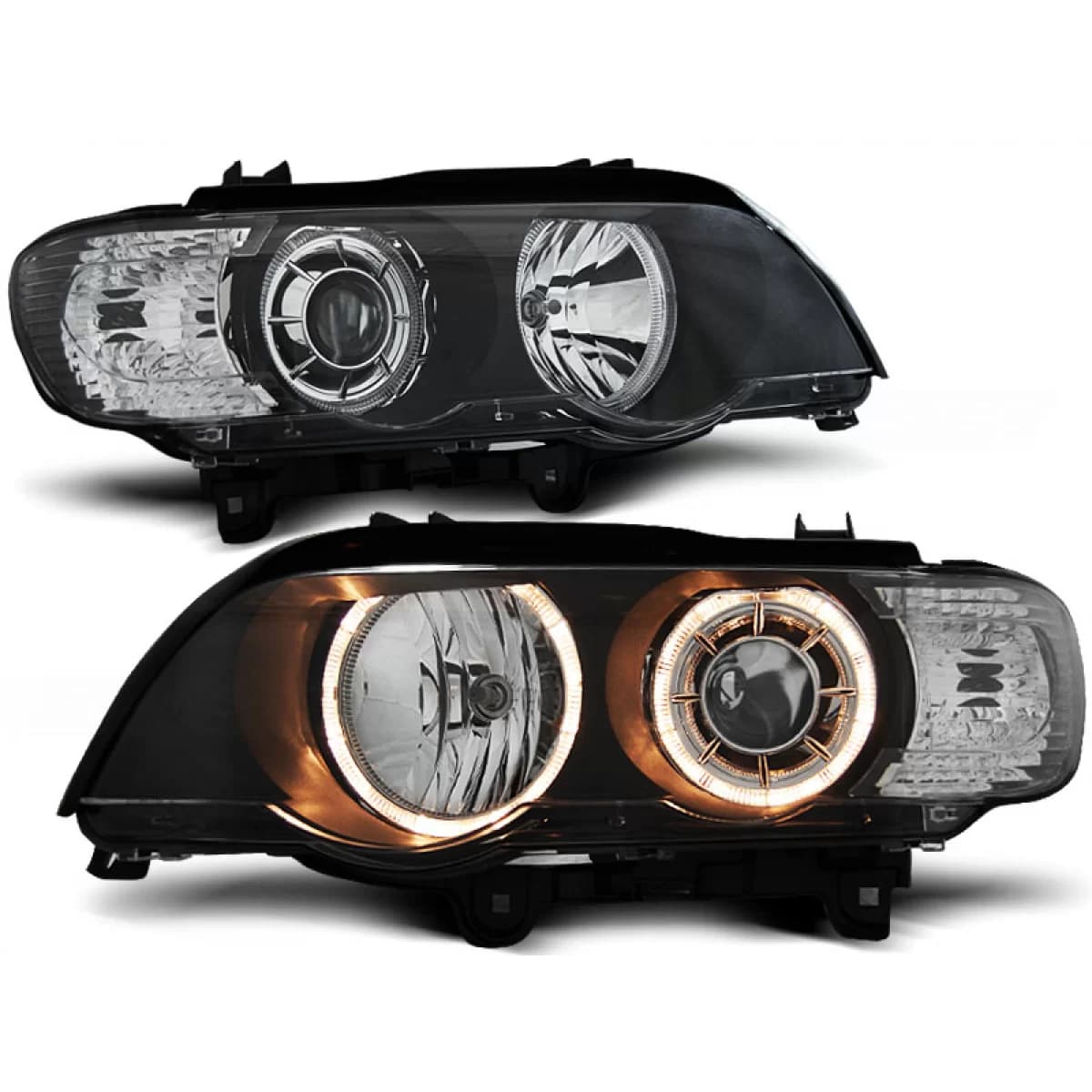XENON HEADLIGHTS ANGEL EYES BLACK fits BMW X5 E53 09.99-10.03