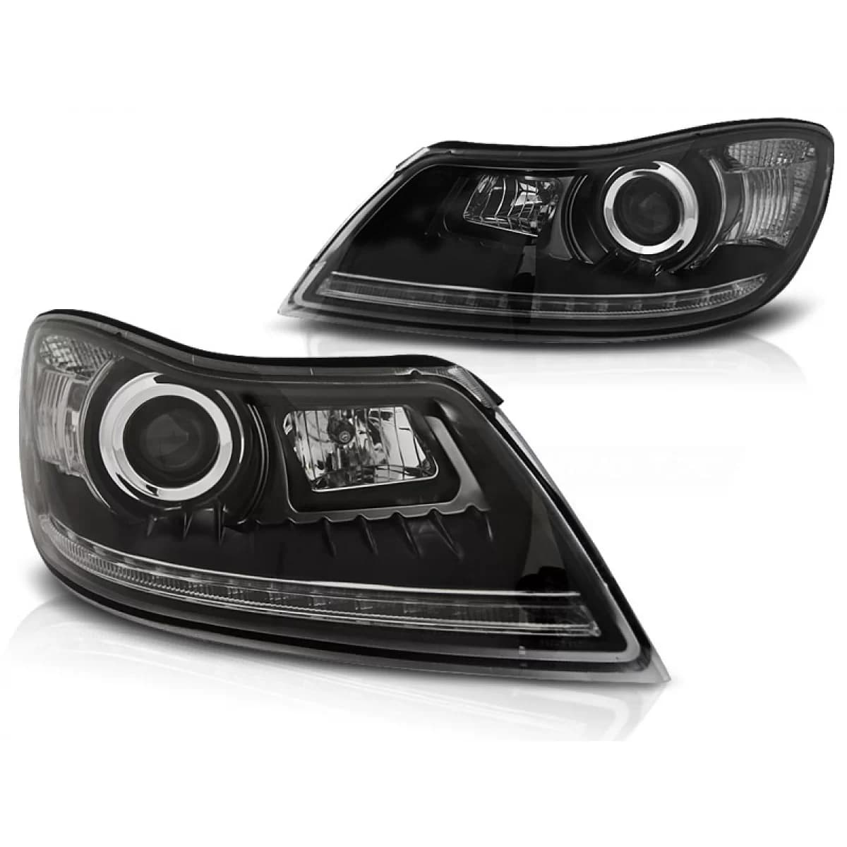 HEADLIGHTS TRUE DRL BLACK fits SKODA OCTAVIA 09-12
