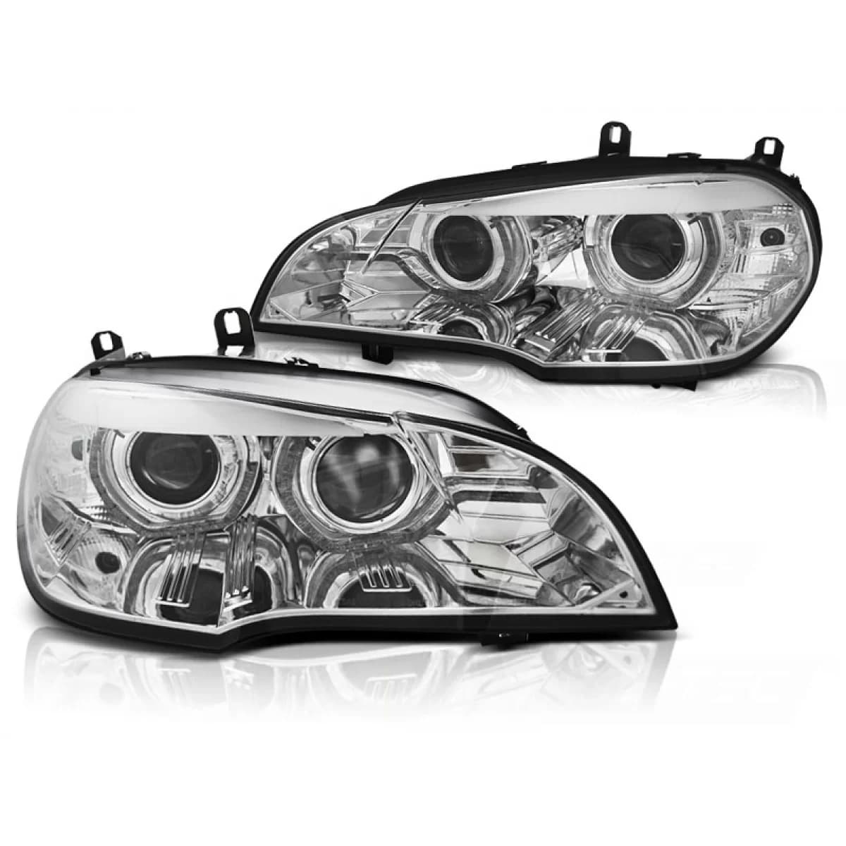 XENON HEADLIGHTS ANGEL EYES LED DRL CHROME fits BMW X5 E70 07-10