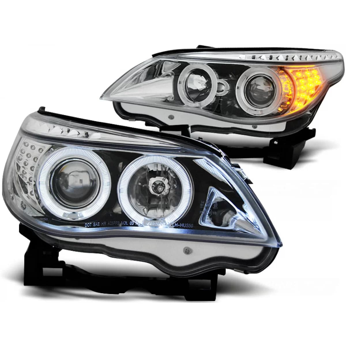HEADLIGHTS ANGEL EYES CHROME LED INDICATOR fits BMW E60/E61 03-07