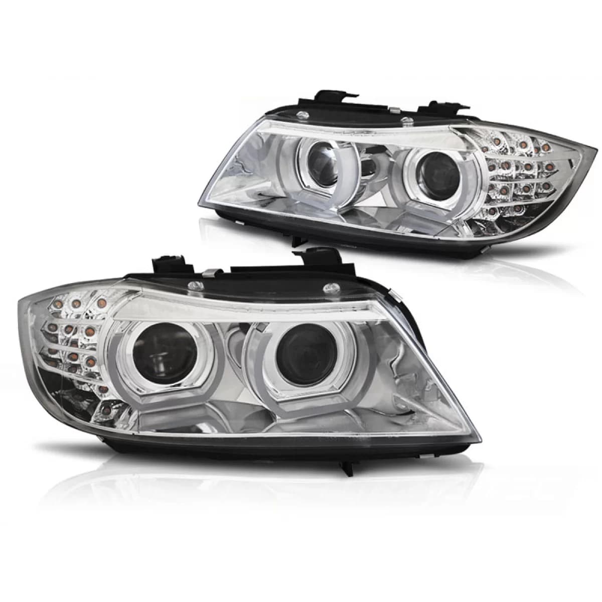 XENON HEADLIGHTS ANGEL EYES LED DRL CHROME fits BMW E90/E91 09-11