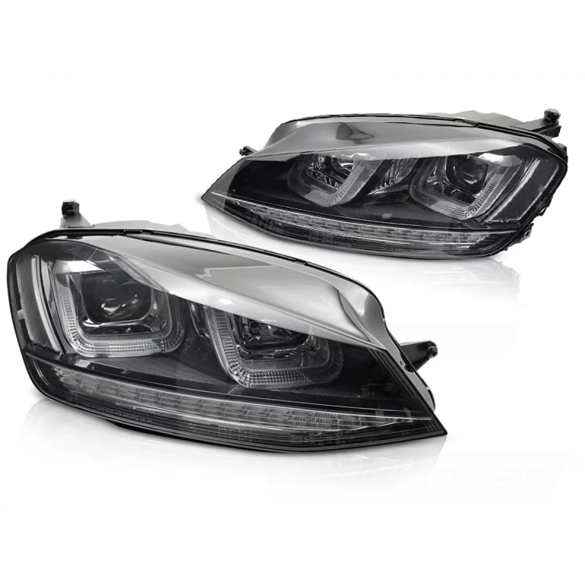 HEADLIGHTS LIGHT SEQ BLACK WITH BLACK LINE fits VW GOLF 7 13-17