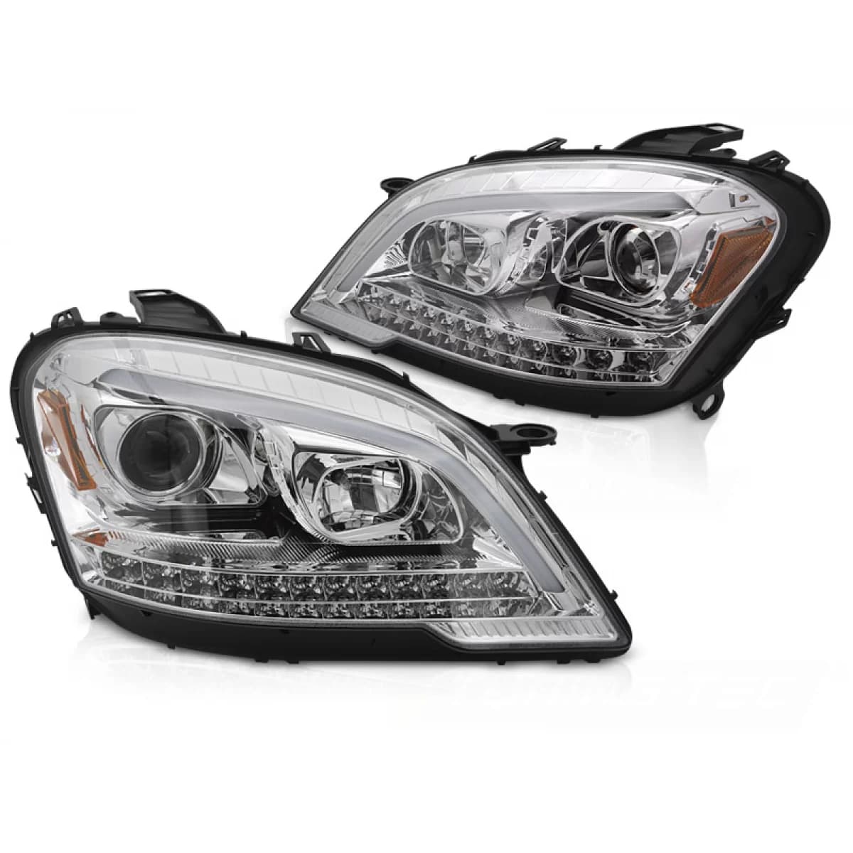 HEADLIGHTS TUBE LIGHT CHROME SEQ fits MERCEDES W164 ML M-KLASA 09-11