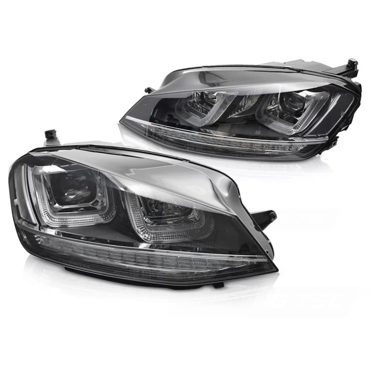HEADLIGHTS LIGHT SEQ BLACK WITH CHROME LINE fits VW GOLF 7 13-17