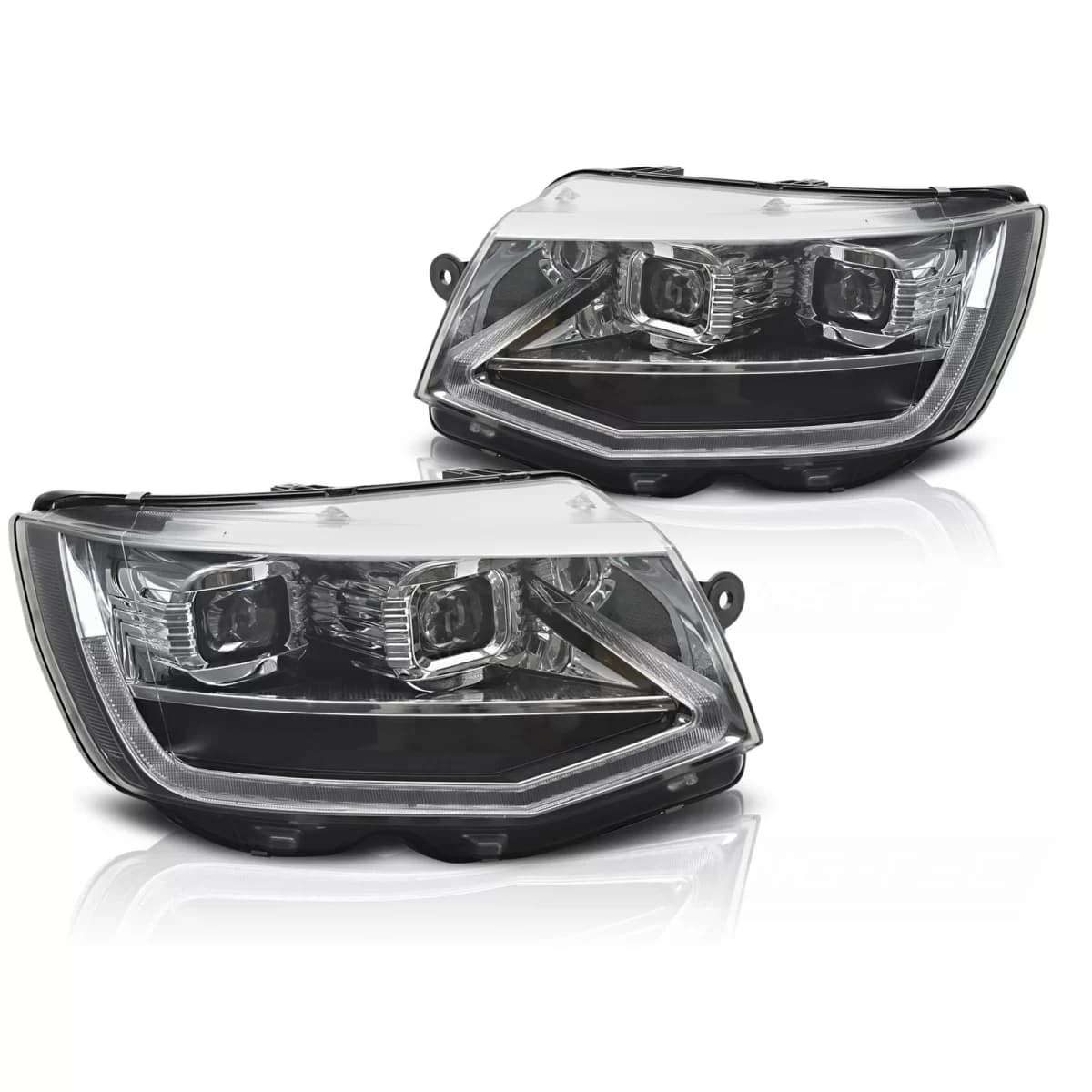 LED HEADLIGHTS TUBE LIGHT CHROME DRL SEQ fits VW T6 15-19