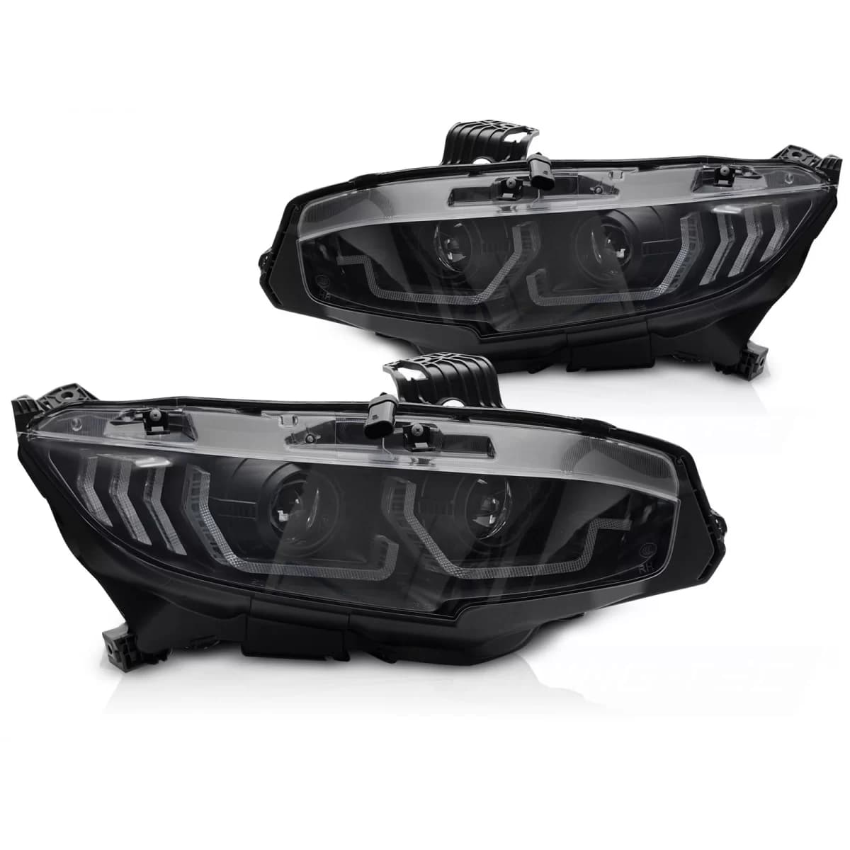 LED HEADLIGHTS BLACK DRL SEQ fits HONDA CIVIC X 16-21
