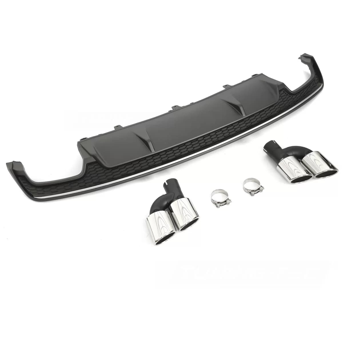 DIFFUSOR TWIN OUTLET SILVER BLACK SPORT S STYLE fits AUDI A7 C7 14-18