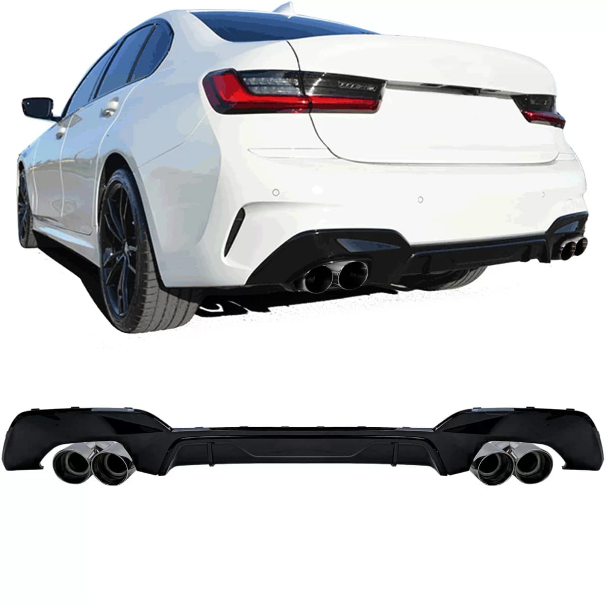 Rear diffuser + dual tailpipes performance conversion kit for 3 Series BMW G20 G21 318 320