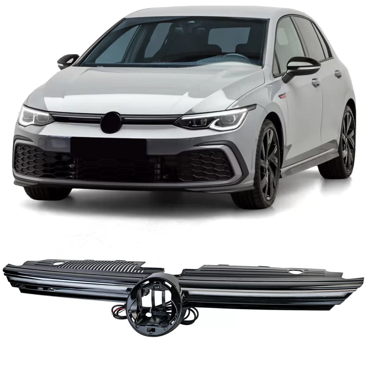 Sport grille with illuminated chrome strip for VW Golf 8 from 2019