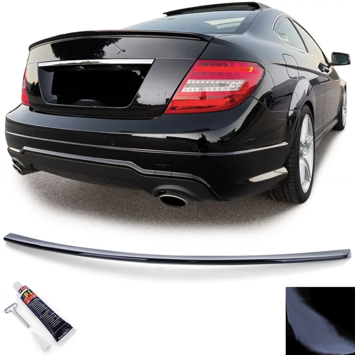 Sport rear spoiler lip black gloss for Mercedes C-Class C204 Coupe 11-14