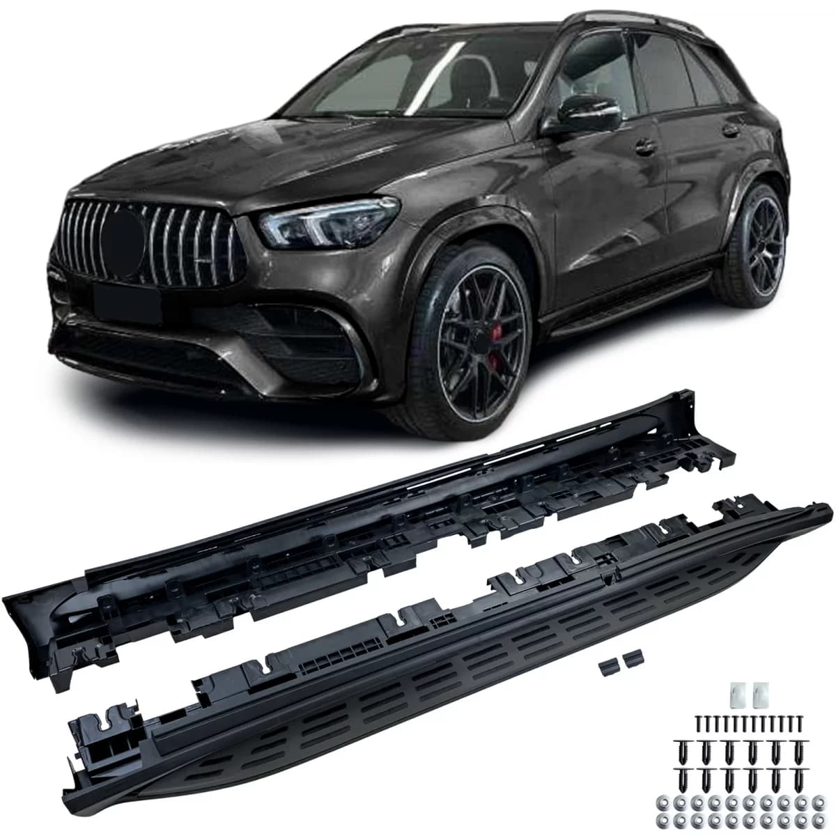 Aluminum Running Boards Black Edition Side Protection OE Look for Mercedes GLE V167 18-23