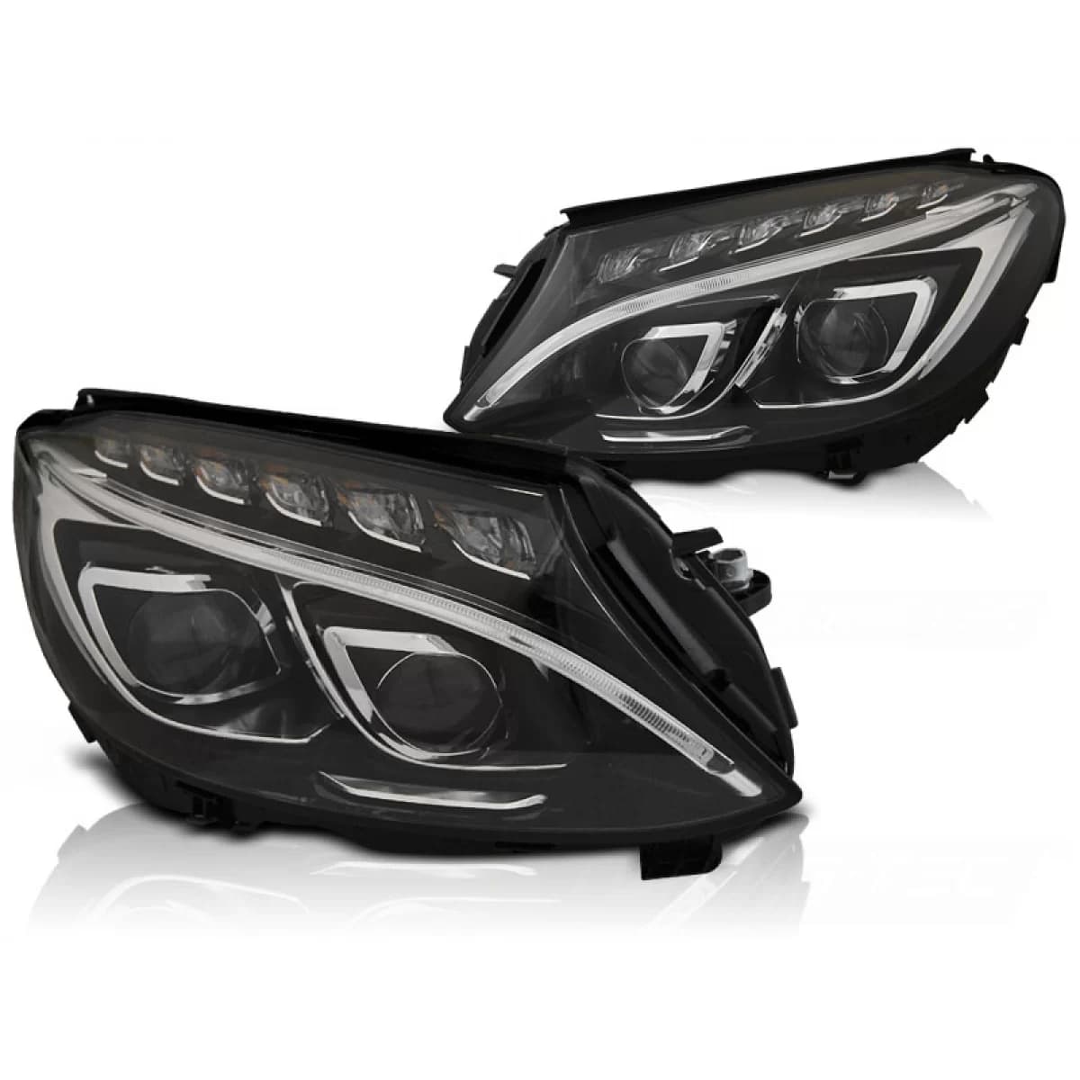 HEADLIGHTS TRUE DRL BLACK fits MERCEDES W205 14-18