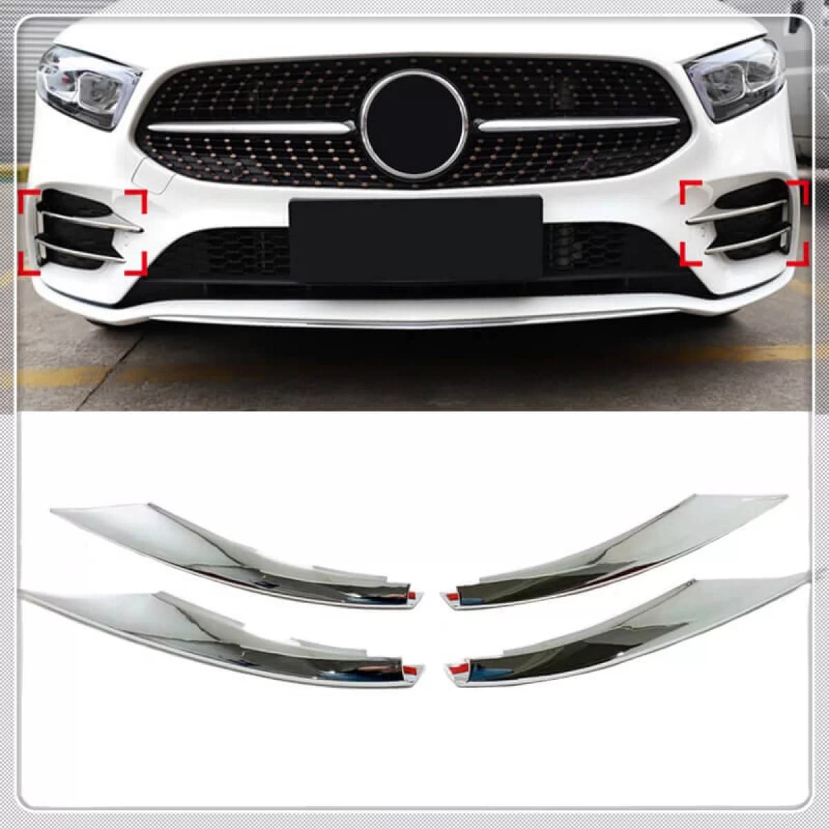 Bumper Grille Fins Chrome suitable for Mercedes-Benz A-Class W177 18+ Set 4 Pcs