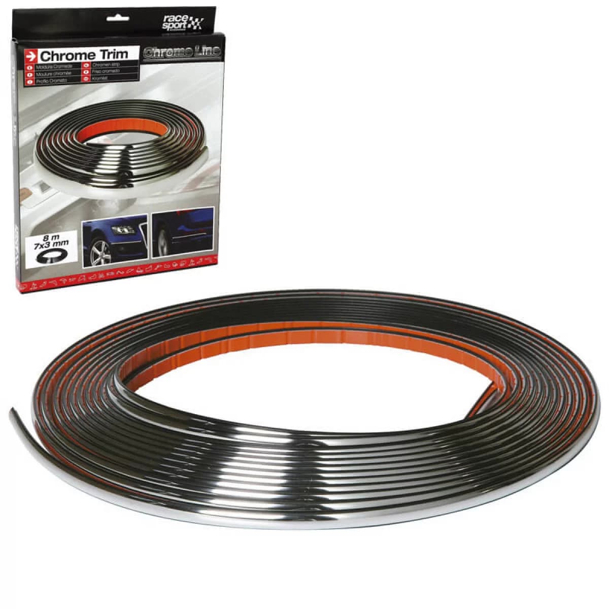 Decoration Chrome Trim "Racesport" 8 meters x 7mm x 3mm Thickness