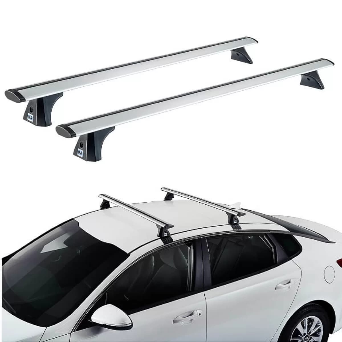 Roof Bars Aluminum Aerodynamic CRUZ 924-773 Airo T-118cm Silver 2 Pieces