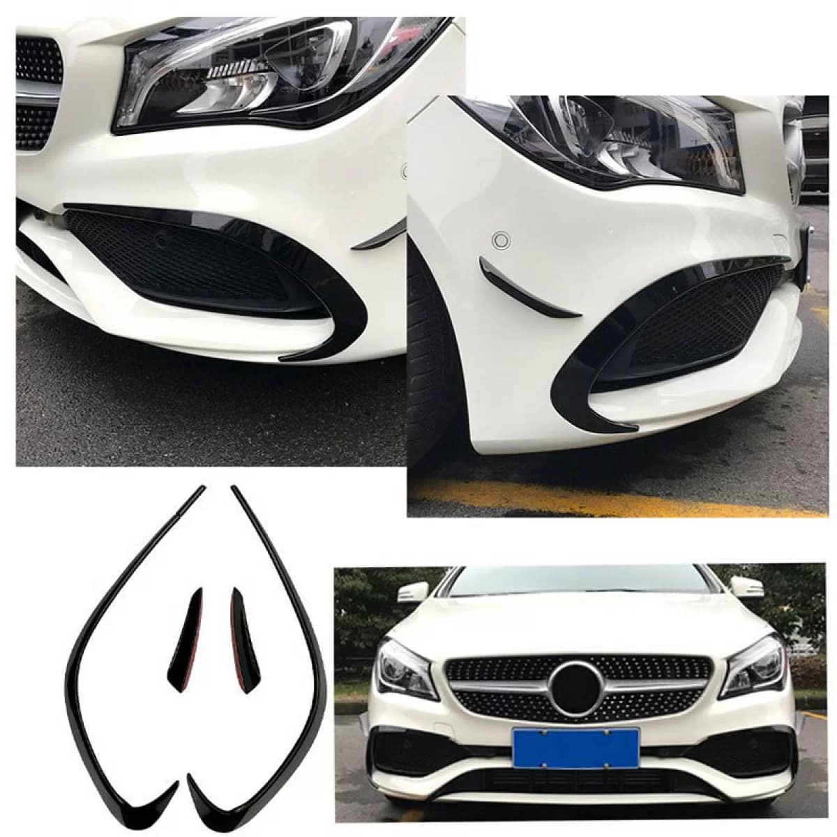 Front Bumper Side Flaps suitable for Mercedes-Benz CLA W117 16-19 Facelift With A Design Bumper Glossy Black 4 Pieces