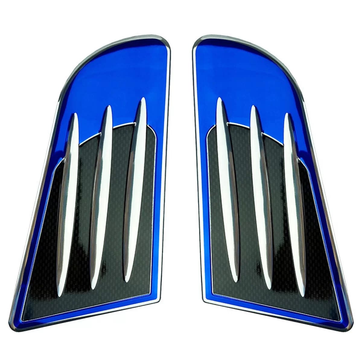 Side Fender Vents Car Decorative Ducts Blue / Chrome 16x8.5cm 2 Pieces