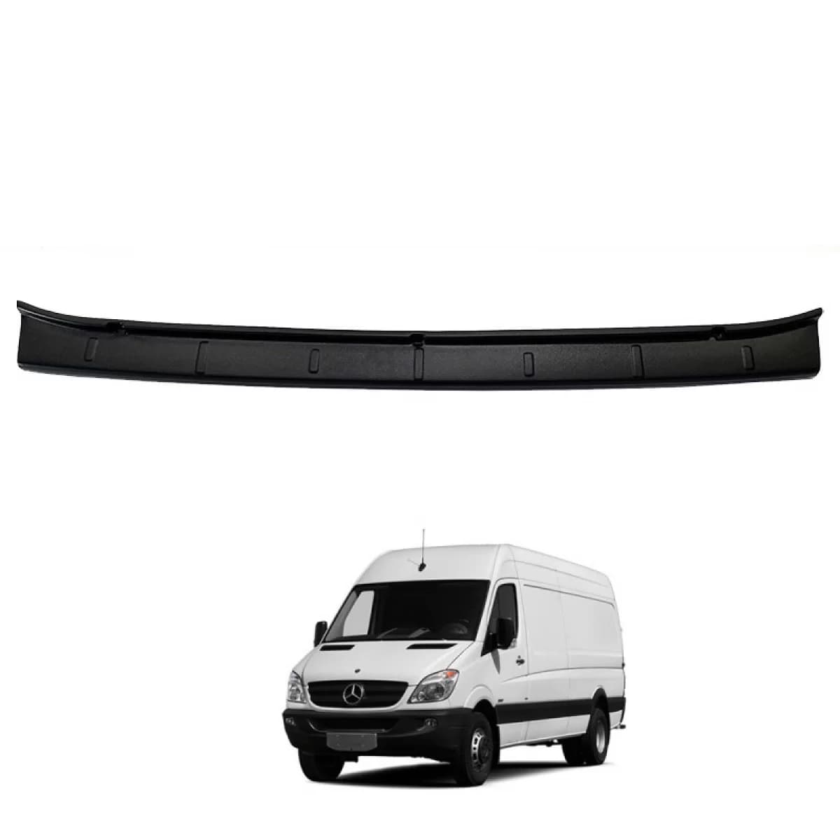 Rear Bumper Protector suitable for Mercedes-Benz Sprinter W906 2006-2018 / VW Crafter 2006-2017 from ABS Plastic Black
