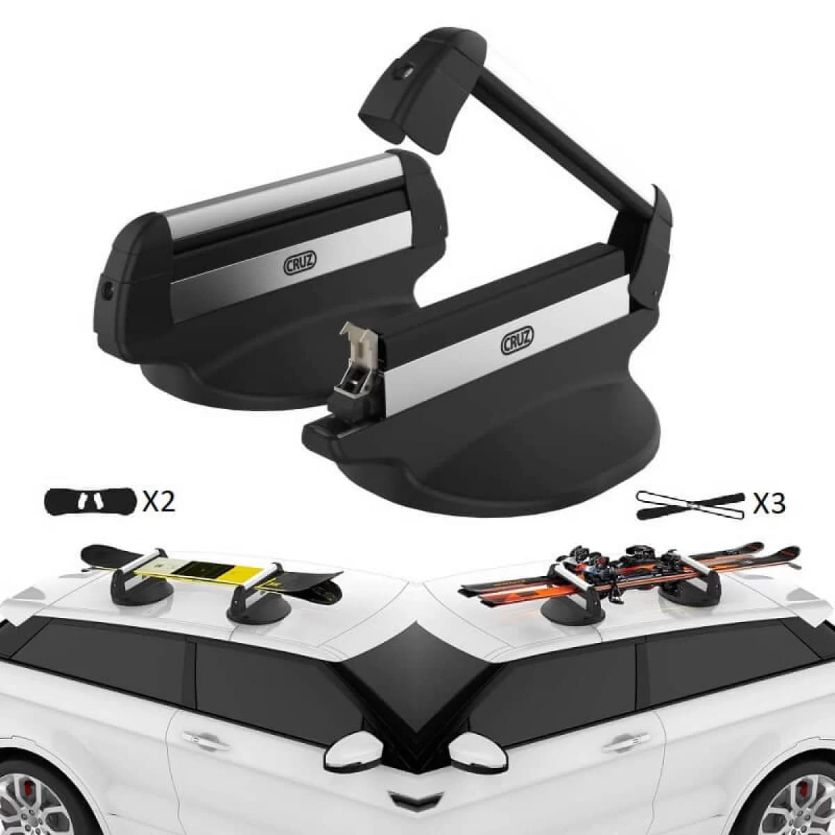 Ski / Snowboard Magnetic Roof Racks CRUZ 940-294 (3 Pairs Ski or 2 Snowboards) 2 Pcs