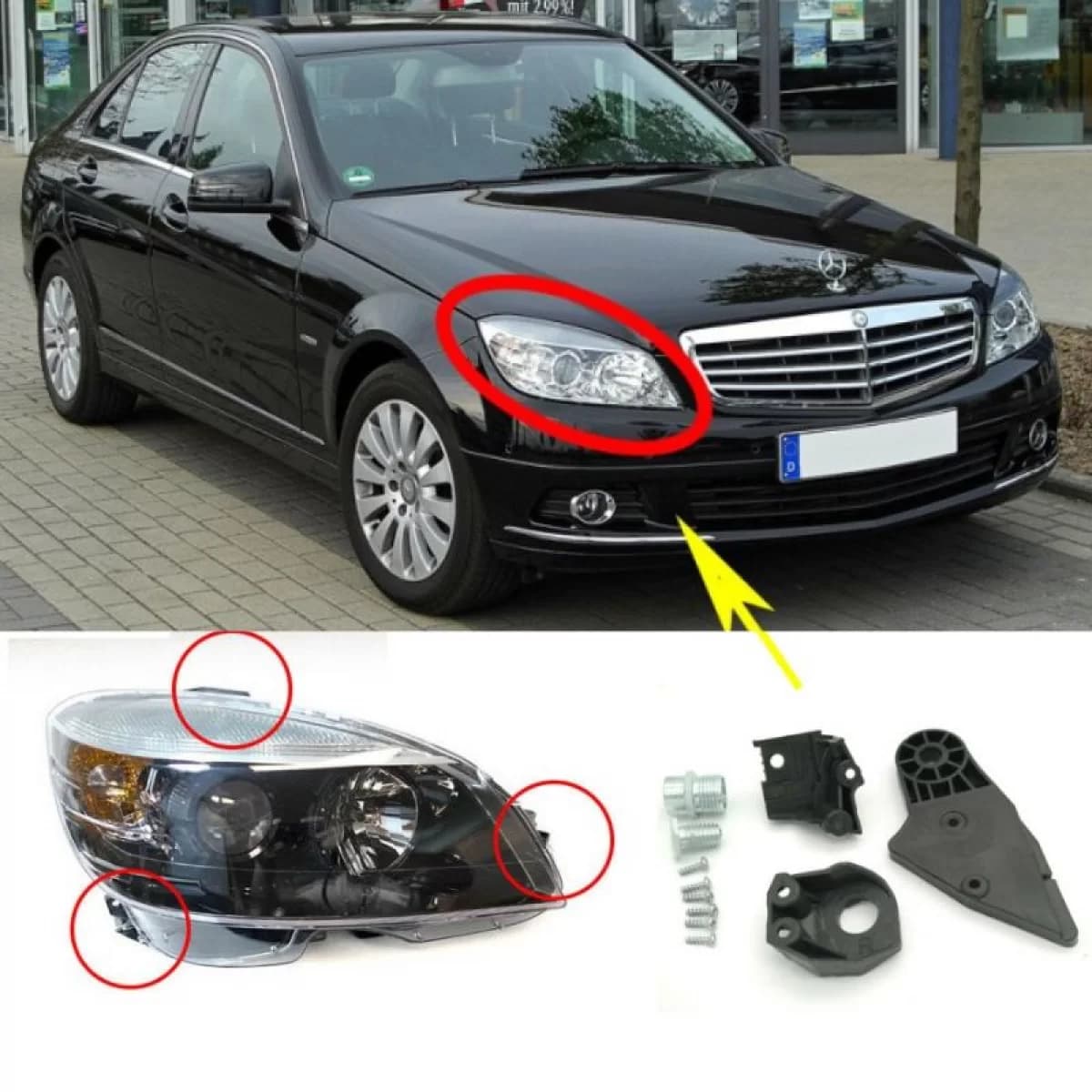 Headlight Tap Repair Right Kit suitable for Mercedes-Benz C-Class W204 07-14