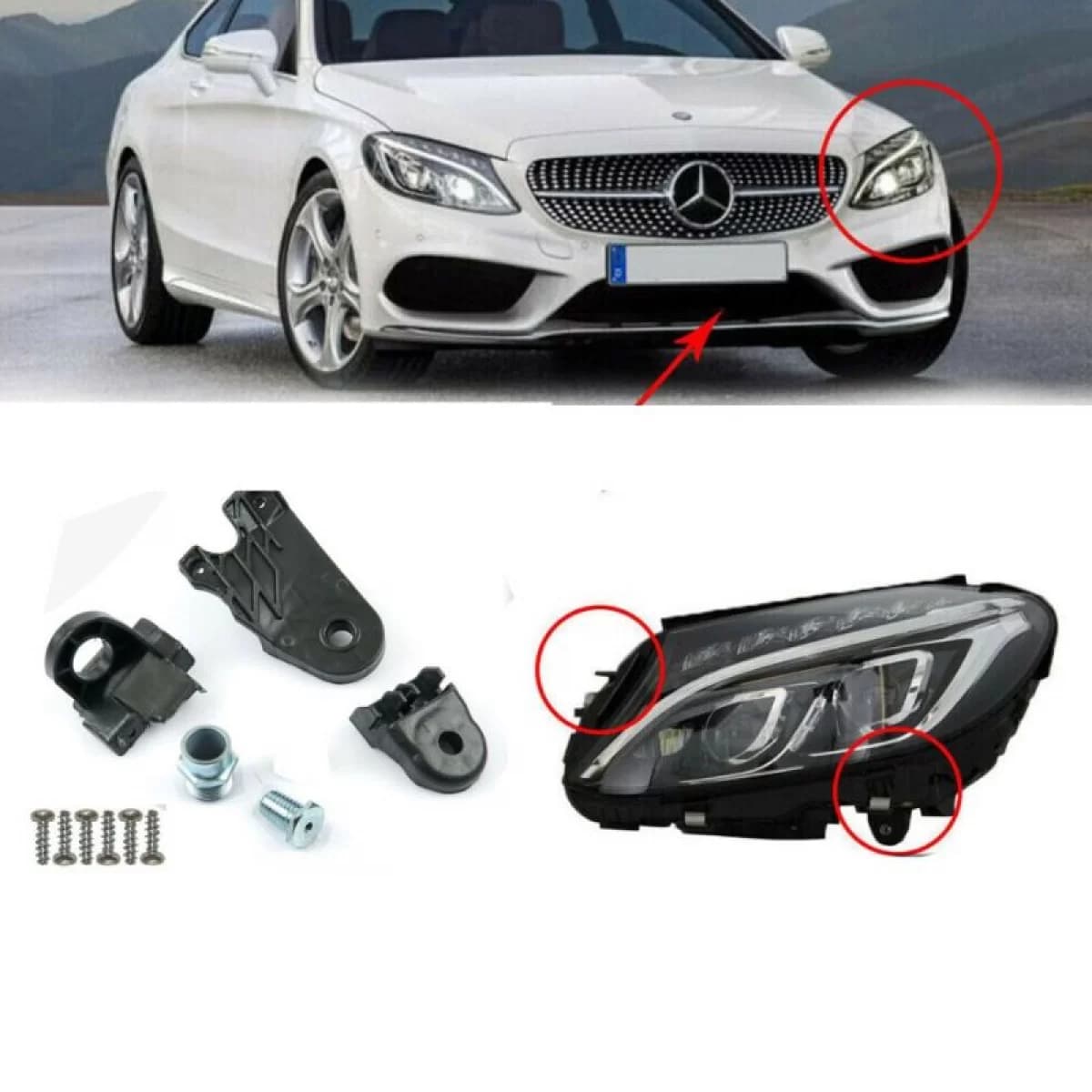 Headlight Tap Repair Left Kit Suitable for Mercedes-Benz C-Class W205 14-21
